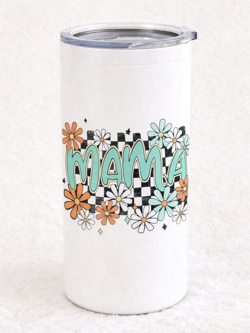 Floral Mama Tumbler | Retro Checkered Mom Cup | Trendy Mama Gift